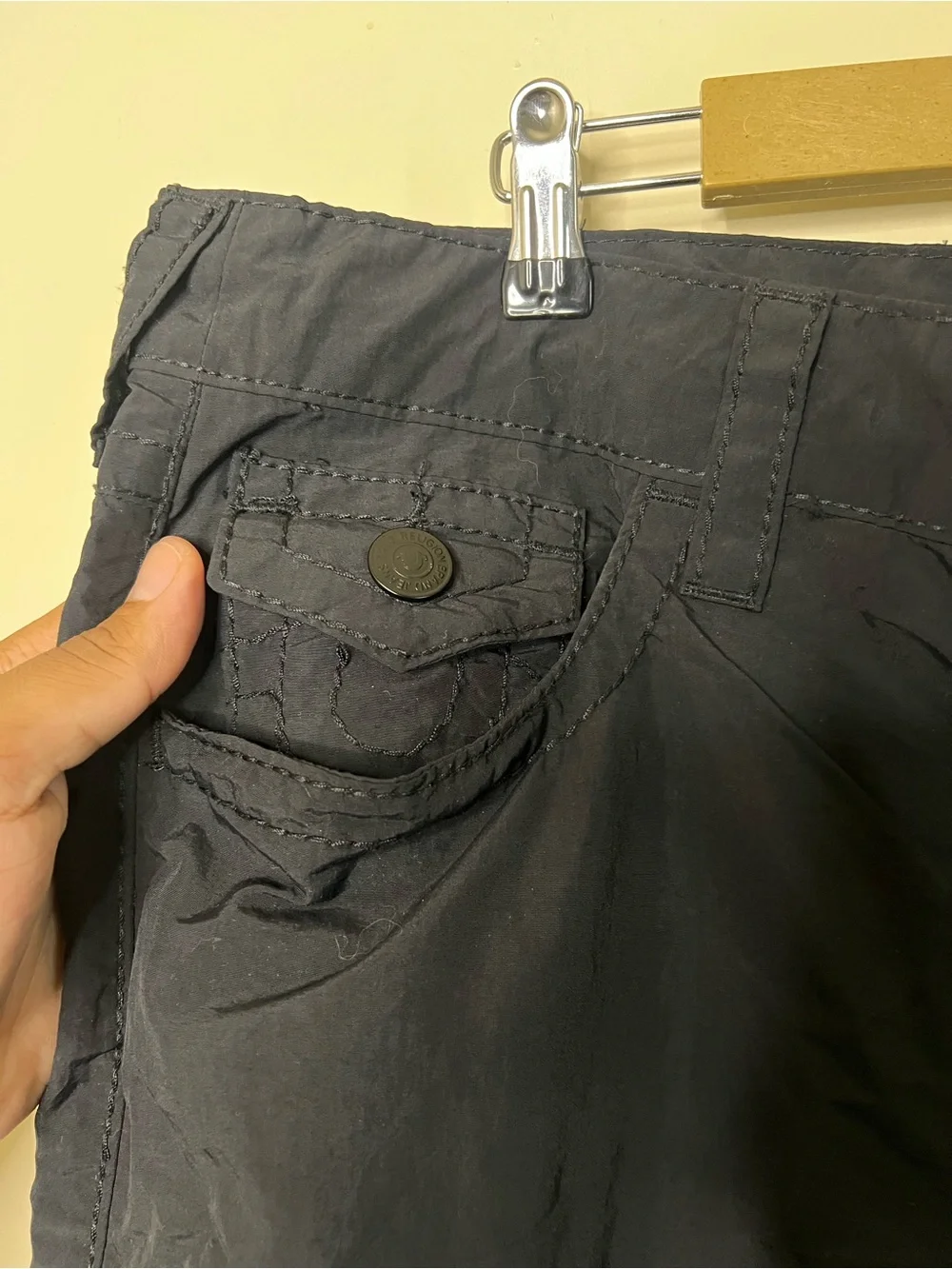 True Religion Ricky Relaxed Straight Black Board Shorts Mens Size 36